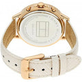 Tommy Hilfiger Angela Silver Dial Cream Leather Strap Watch for Women - 1782123