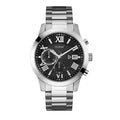 Guess Atlas Chronograph Black Dial Silver Steel Strap Watch For Men - W0668G3