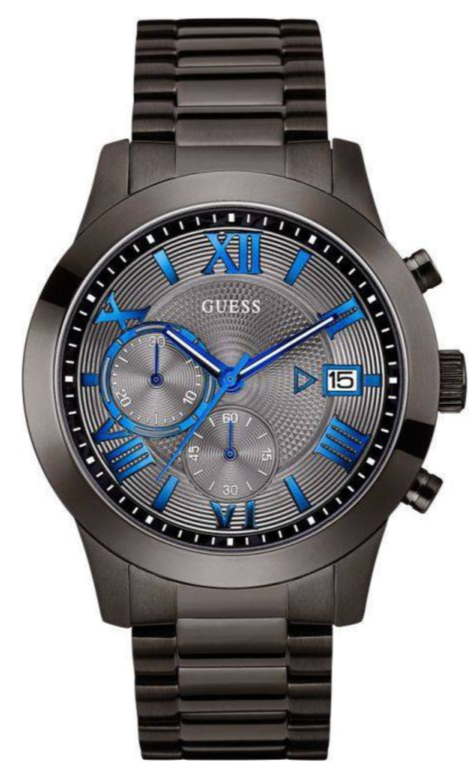 Guess Atlas Quartz Grey Dial Grey Steel Strap Watch For Men - W0668G2