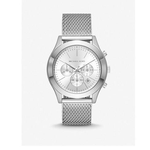 Michael Kors Slim Runway Chronograph Silver Dial Silver Mesh Bracelet Watch For Men - MK9059