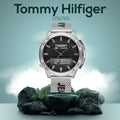 Tommy Hilfiger Digital Black Dial Silver Mesh Bracelet Watch For Men - 1791765