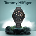 Tommy Hilfiger Aiden Chronograph Black Dial Black Steel Strap Watch For Men - 1791858