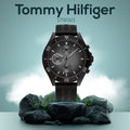 Tommy Hilfiger Larson Chronograph Quartz Black Dial Black Rubber Strap Watch For Men - 1791921