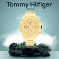 Tommy Hilfiger Lars Chronograph Quartz Gold Dial Gold Steel Strap Watch For Men - 1792060