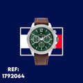 Tommy Hilfiger Lars Chronograph Green Dial Brown Leather Strap Watch For Men - 1792064