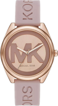 Michael Kors Janelle Three Hand Rose Gold Dial Pink Rubber Strap Watch For Women - MK7139