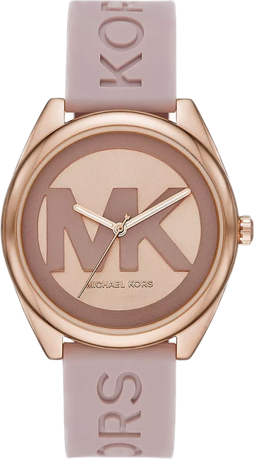 Michael Kors Janelle Three Hand Rose Gold Dial Pink Rubber Strap Watch For Women - MK7139