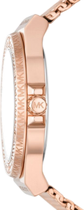 Michael Kors Lennox Three Hand Rose Gold Dial Rose Gold Mesh Strap Watch For Women - MK7336