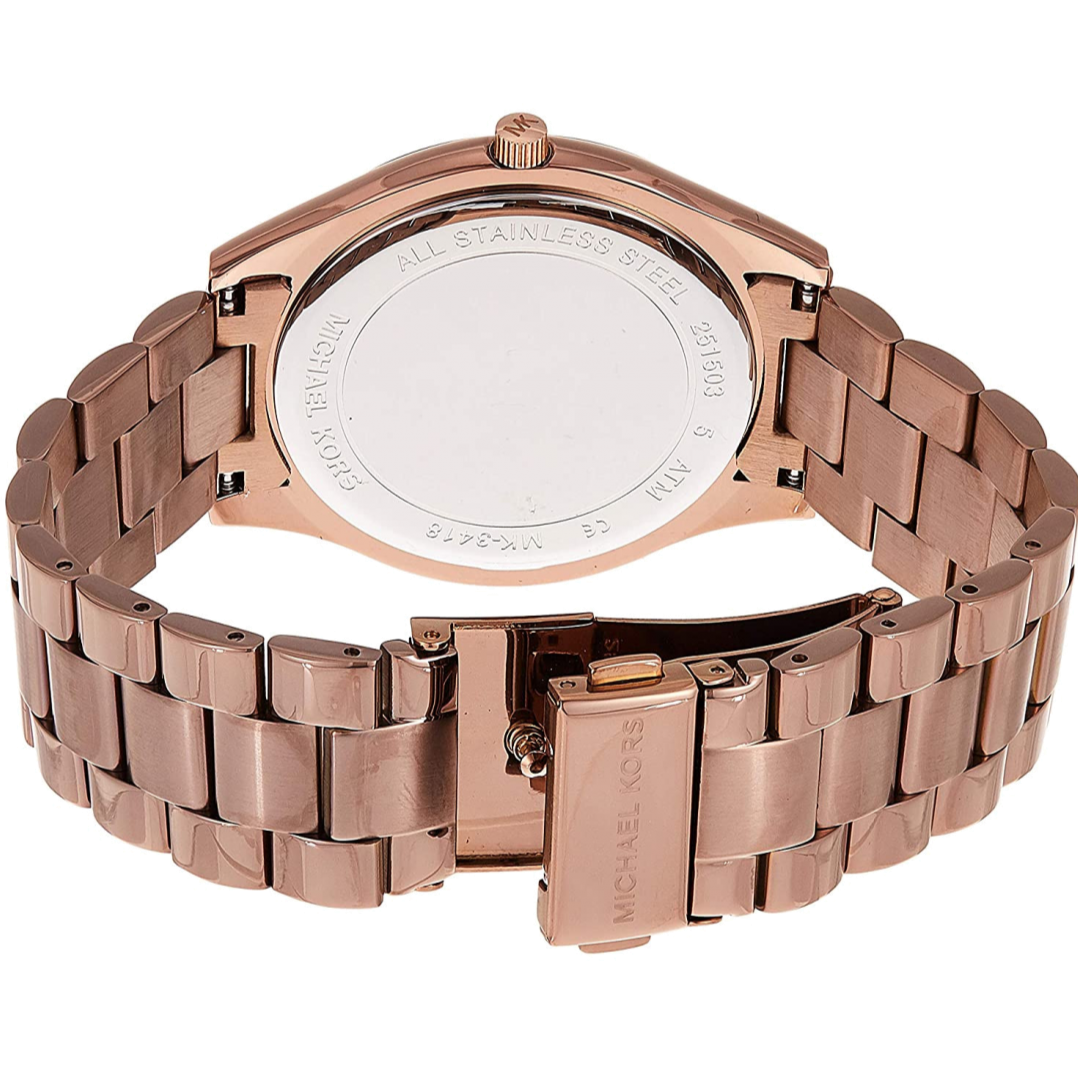 Michael Kors Runway Quartz Brown Dial Brown Steel Strap Watch For Women - MK3418