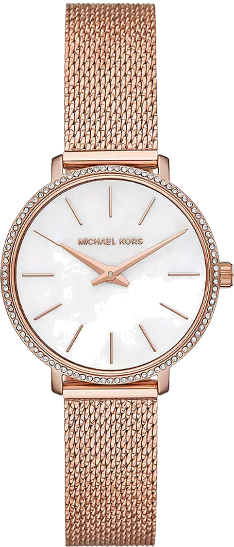 Michael Kors Pyper Quartz White Dial Rose Gold Mesh Strap Watch For Women - MK4588