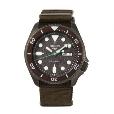 Seiko 5 Sport Automatic Brown Dial Brown Nylon Strap Watch For Men - SRPD85K1