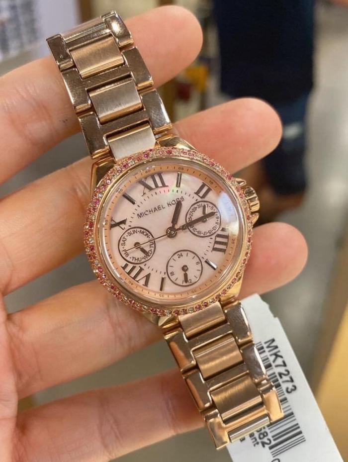 Michael Kors Mini Camille Multifunction Rose Gold Dial Rose Gold Steel Strap Watch For Women - MK7273