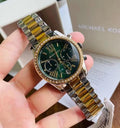 Michael Kors Lexington Chronograph Green Dial Two Tone Steel Strap Watch For Women - MK7303