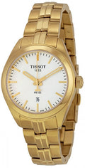 Tissot T Classic PR 100 Lady White Dial Gold Steel Strap Watch for Women - T101.210.33.031.00