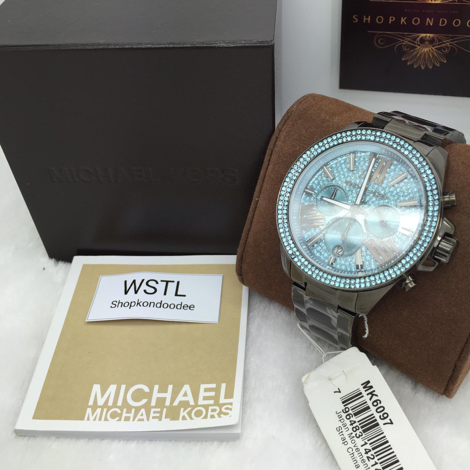 Michael Kors Wren Chronograph Quartz Blue Dial Grey Steel Strap Watch For Women - MK6097