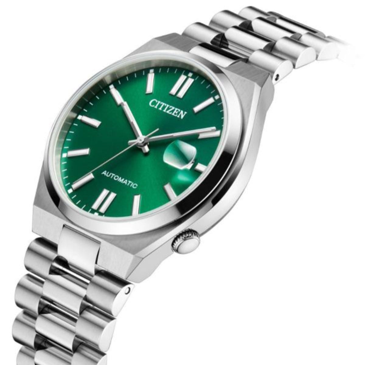 Citizen Tsuyosa Automatic Green Dial Silver Steel Strap Watch For Men - NJ0150-81X