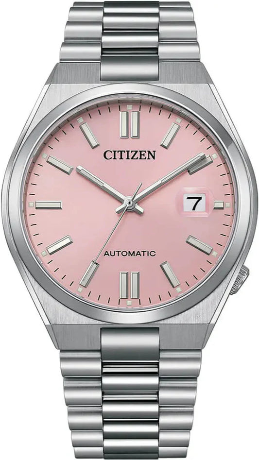 Citizen x Pantone Dreamy Pink Dial Silver Steel Strap Watch For Men - NJ0158-89X