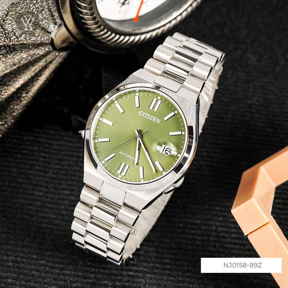 Citizen x Pantone Automatic Peaceful Green Dial Silver Steel Strap Watch For Men - NJ0158-89Z