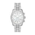 Michael Kors Lexington Chronograph White Dial Silver Steel Strap Watch For Women - MK7243