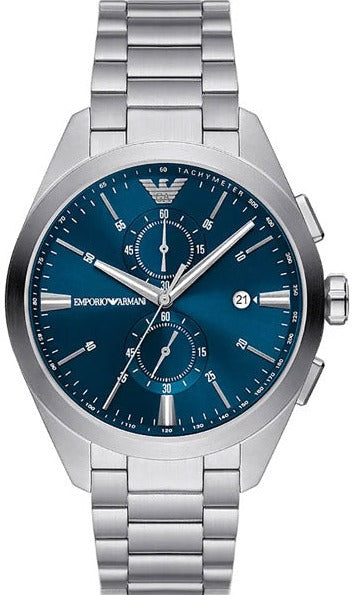 Emporio Armani Claudio Chronograph Blue Dial Silver Steel Strap Watch For Men - AR11541