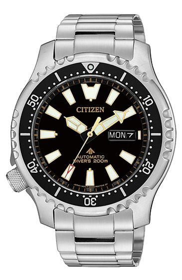 Citizen Promaster 200M Diver Fugu Asian Limited Edition Black Dial Silver Steel Strap Watch For Men - NY0090-86E