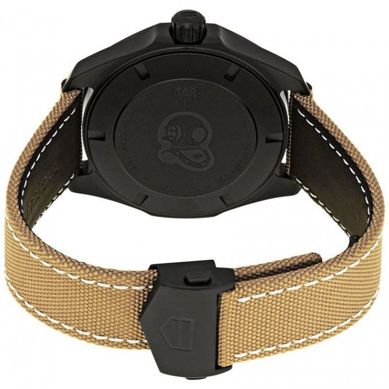 Tag Heuer Aquaracer 300 Calibre 5 Automatic Black Dial Brown Fabric Strap Watch for Men - WAY208C.FC6383