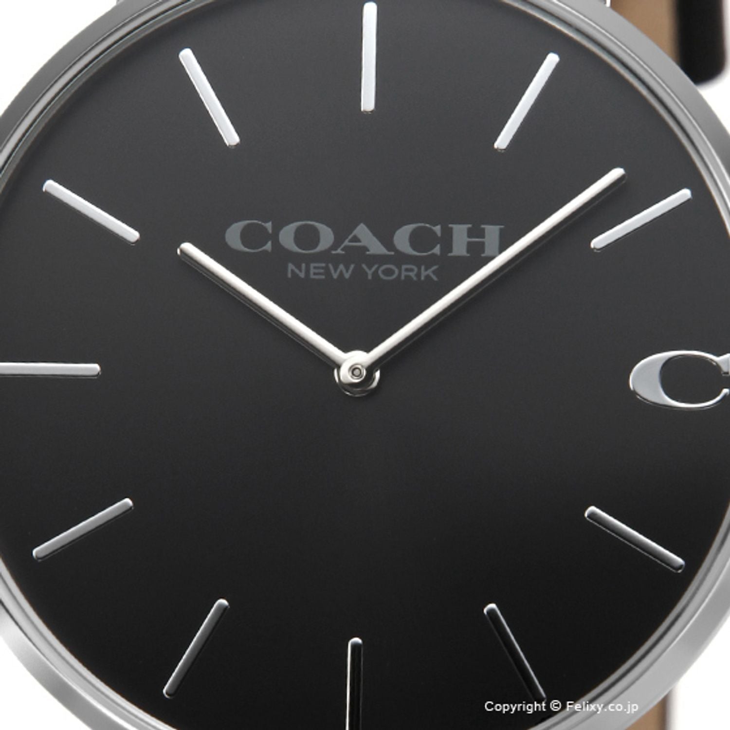 Coach Charles Black Dial Black Leather Strap Watch for Men - 14602149