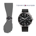 Tommy Hilfiger Larson Chronograph Black Dial Black Leather Strap Watch For Men - 1791984