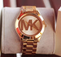 Michael Kors Slim Runway Analog Quartz Gold Dial Gold Steel Strap Watch For Women - MK3739