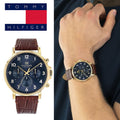 Tommy Hilfiger Daniel Blue Dial Brown Leather Strap Watch for Men - 1710380