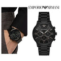 Emporio Armani Giovanni Chronograph Black Dial Black Steel Strap Watch For Men - AR11349