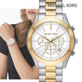 Michael Kors Slim Runway Chronograph White Dial Two Tone Steel Strap Watch For Women - MK8986