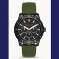 Michael Kors Cunningham Chronograph Black Dial Green Rubber Strap Watch For Men - MK7165