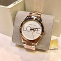 Michael Kors Slim Runway White Dial Rose Gold Steel Strap Watch For Women - MK3804