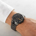 Armani Exchange Chronograph Black Dial Black Steel Strap Watch For Men - AX2429