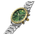 Emporio Armani Mario Chronograph Green Dial Silver Steel Strap Watch For Men - AR11454