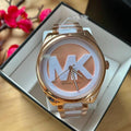 Michael Kors Janelle Three Hand Rose Gold Dial Two Tone Steel Strap Watch For Women - MK7134