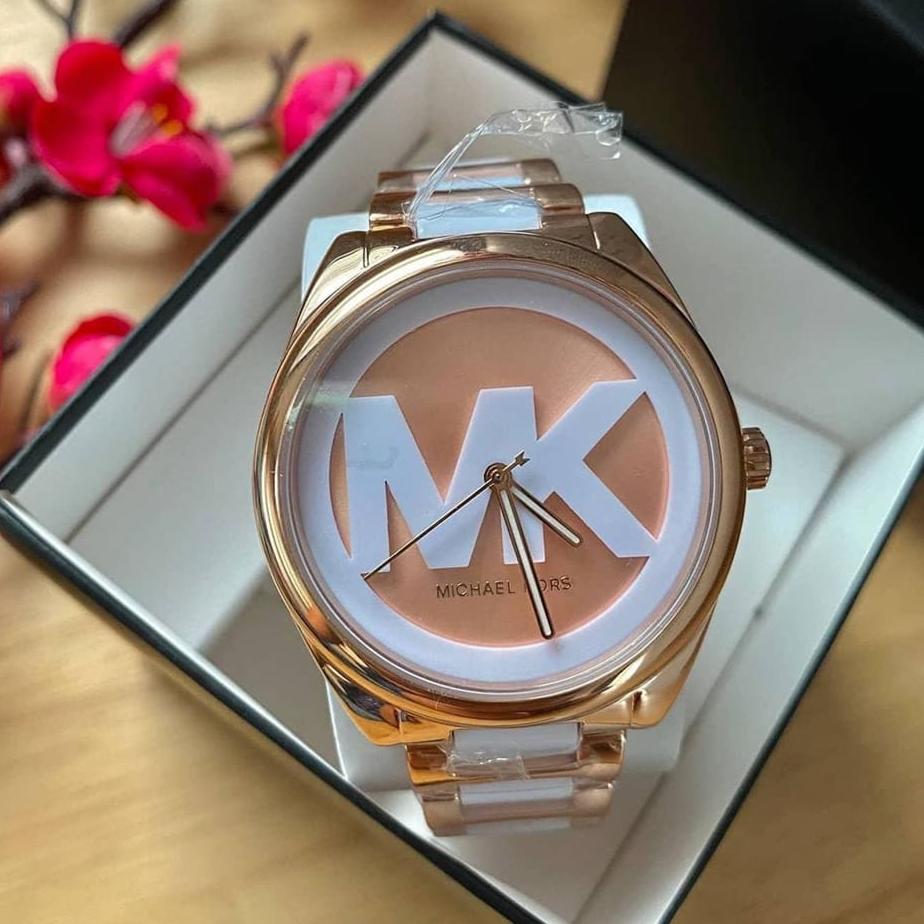 Michael Kors Janelle Three Hand Rose Gold Dial Two Tone Steel Strap Watch For Women - MK7134