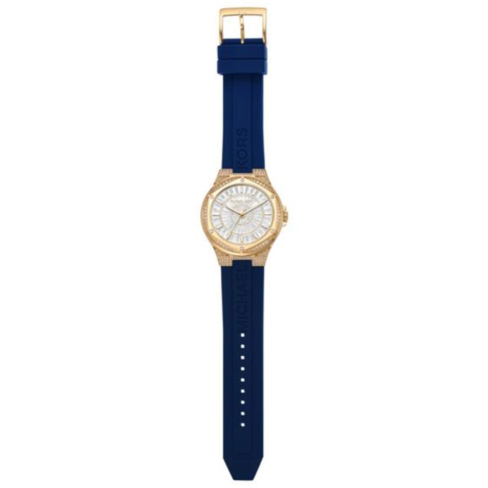 Michael Kors Lennox Three Hand White Dial Blue Silicone Strap Watch For Women - MK7333