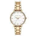 Michael Kors Pyper Three Hand White Dial Gold Steel Strap Watch For Women - MK4666