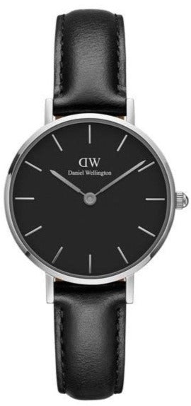 Daniel Wellington Classic Petite Sheffield Black Dial Black Leather Strap Watch For Women - DW00100236