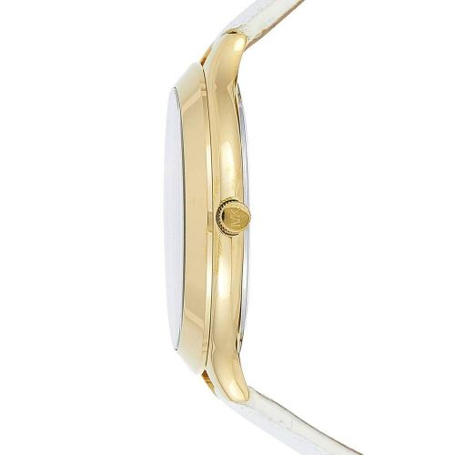 Michael Kors Slim Runway Quartz Gold Dial White Leather Strap Watch For Women - MK2389