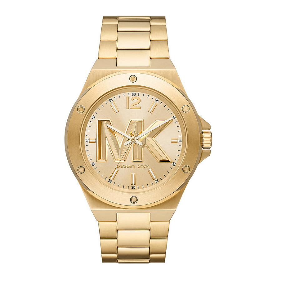 Michael Kors Lennox Three-Hand Quartz Gold Dial Gold Steel Strap Watch For Men - MK8939