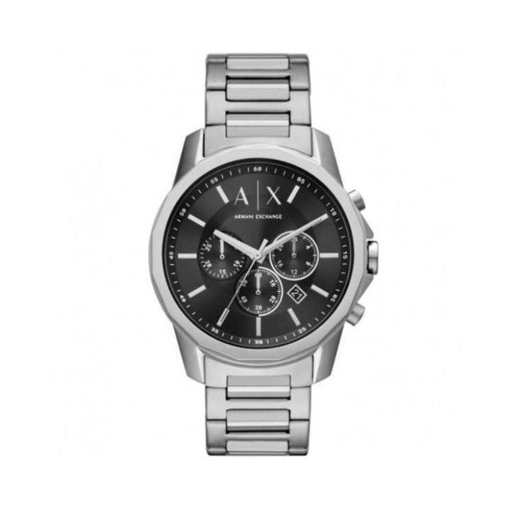 Armani Exchange Banks Chronograph Black Dial Silver Steel Strap Watch For Men - AX1720