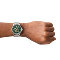 Emporio Armani Meccanico Chronograph Automatic Green Dial Silver Steel Strap Watch For Men - AR60053