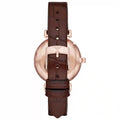 Emporio Armani Gianni T-Bar Silver Dial Brown Leather Strap Watch For Women - AR11269