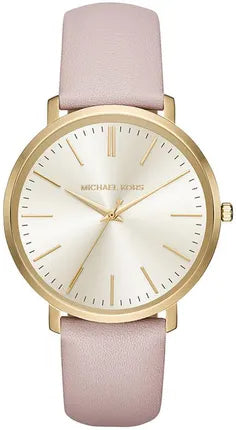 Michael Kors Jaryn Quartz Gold Dial Pink Leather Strap Watch For Women - MK2471