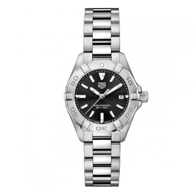 Tag Heuer Aquaracer Quartz Black Dial Silver Steel Strap Watch for Women - WBD1410.BA0741