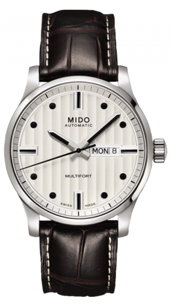 Mido Multifort Automatic Silver Dial Black Leather Strap Watch For Men - M005.430.16.031.80