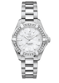 Tag Heuer Aquaracer Diamonds Mother of Pearl Dial Silver Steel Strap Watch for Women - WBD1313.BA0740